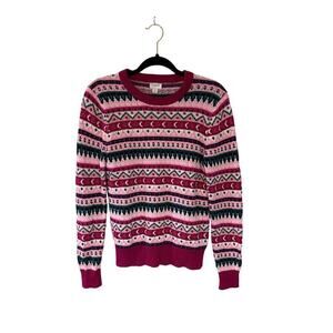J crew 100% cotton fair isle sweater crewneck size S